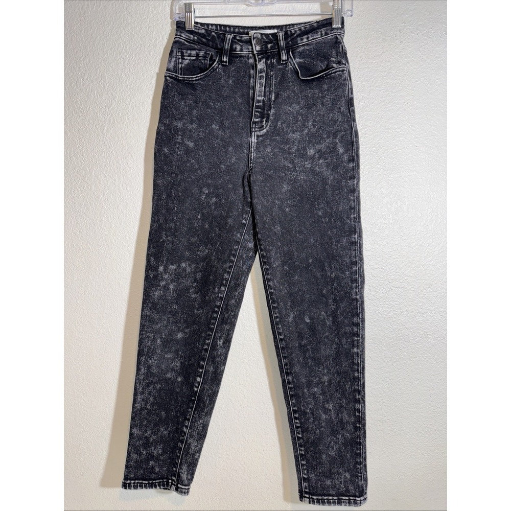Kancan Ultra High Rise Baggy‎ Fit Jeans 24 Black Acid Wash Whimsigoth Stretch